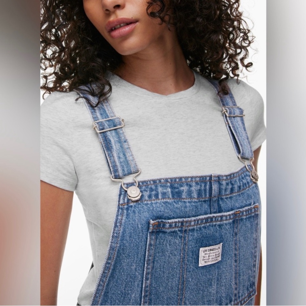 Levi's Blue Shortall Denim Overalls Denim Relaxed Sort Sz S